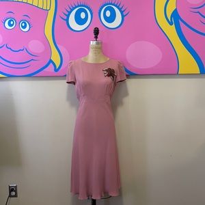 Moschino Dusty Pink Crepe 1940s Style Dress